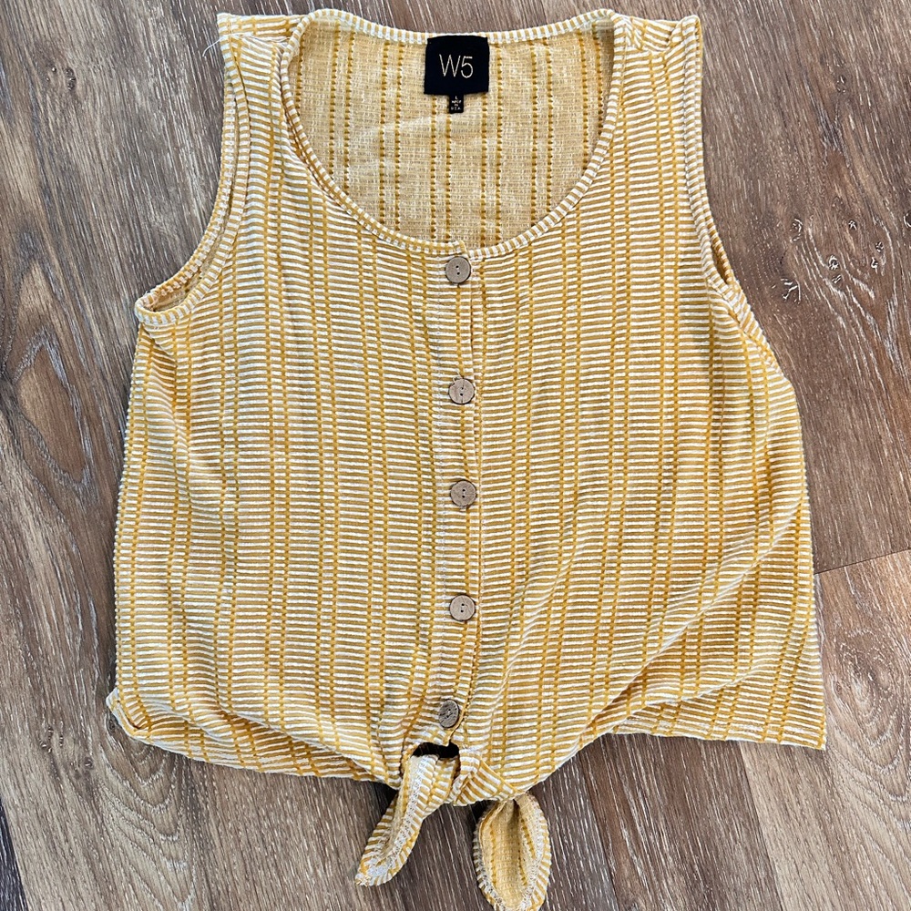W5 Yellow Ribbed Sleeveless Tank Top